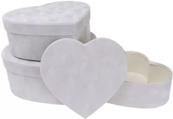 Pudełko Flower Box welur serce białe ROZETTE - tantis.pl