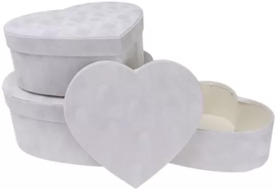 Pudełko Flower Box welur serce białe ROZETTE