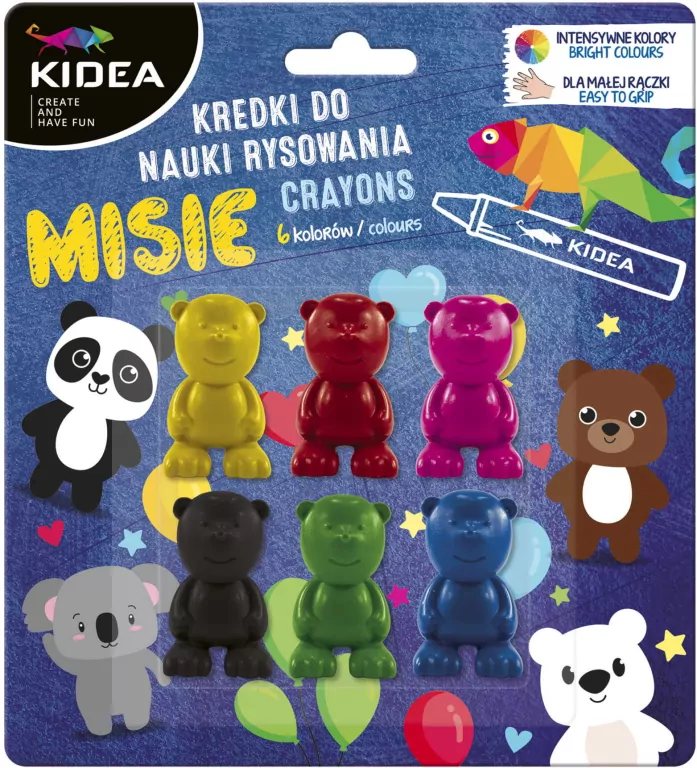 Kredki misie do nauki rysowania, 6 kolorów - tantis.pl
