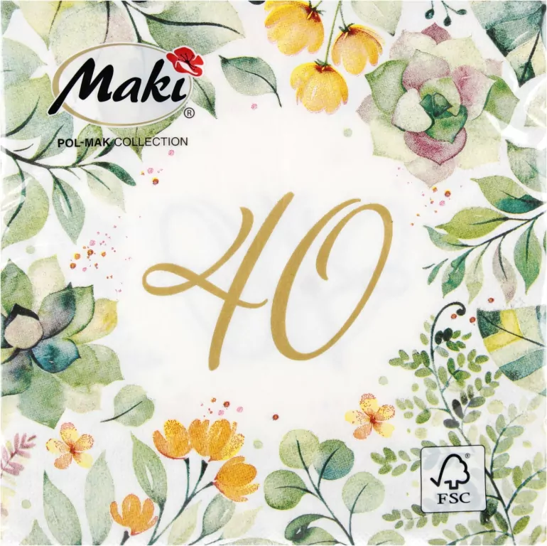 SERWETKA PAP 3W 330X330 40 LAT FLORAL PM OP - tantis.pl