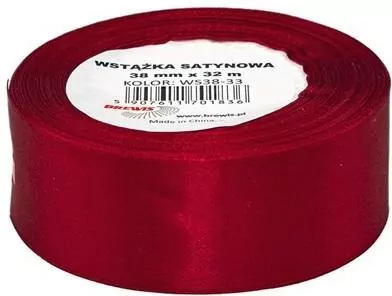 Wstążka satynowa bordowa 38mmx32m - tantis.pl