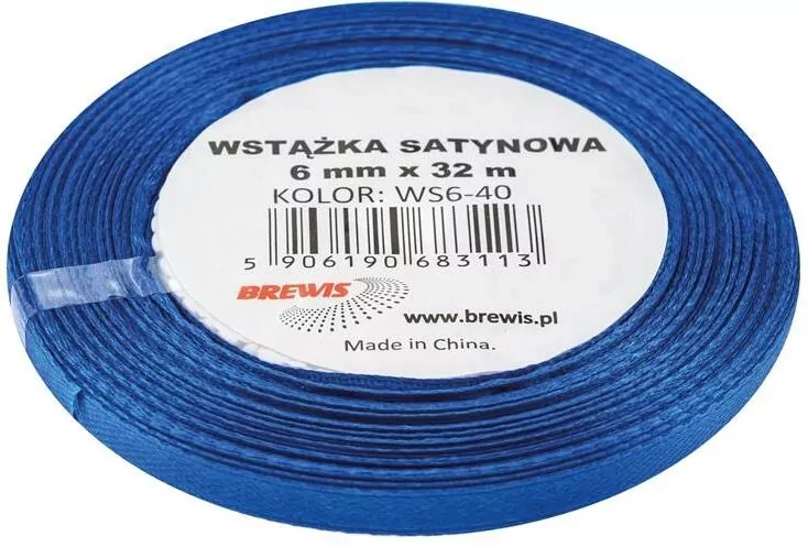 Wstążka satynowa niebieska 6mmx32m - tantis.pl