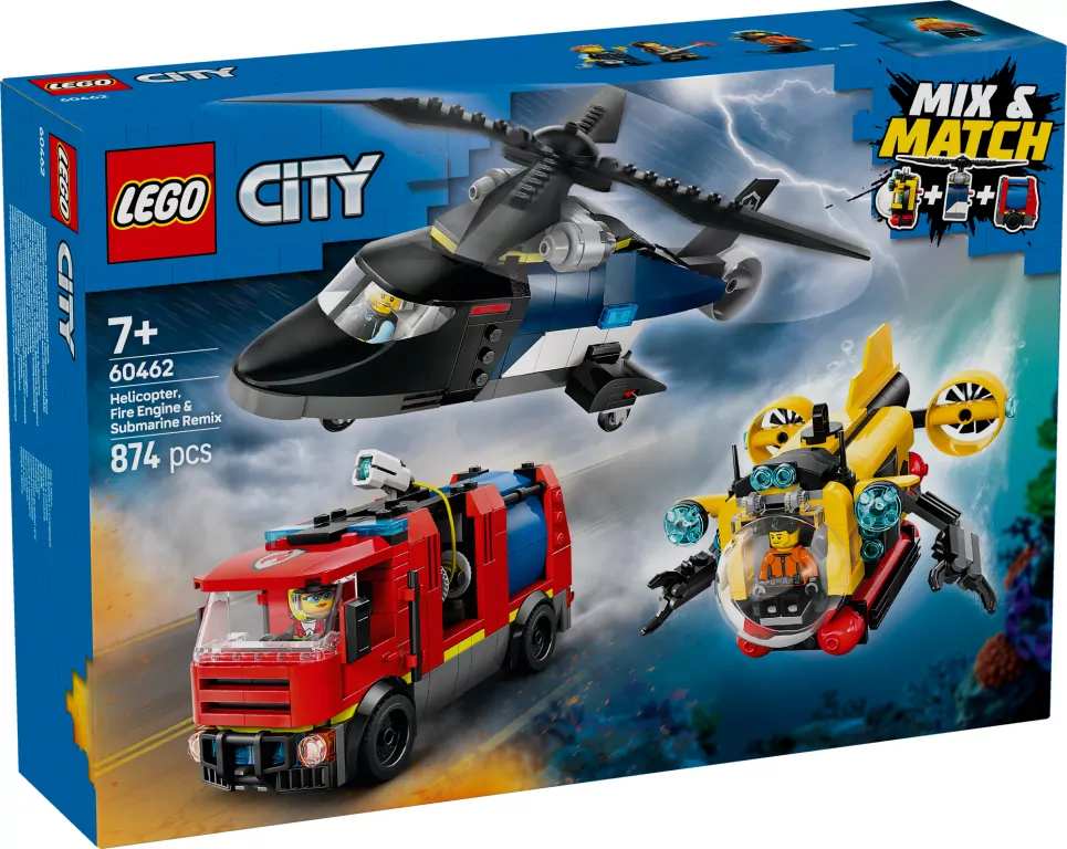 LEGO® Zestaw z helikopterem, wozem strażackim i łodzią podwodną 60462 - tantis.pl