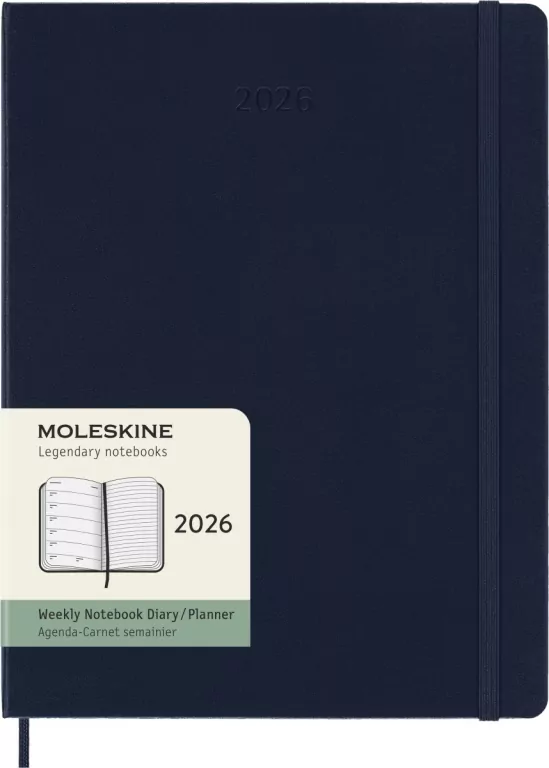 Kalendarz 2026 12M Moleskine XL tygodniowy twarda oprawa Sapphire blue 19x25cm - tantis.pl