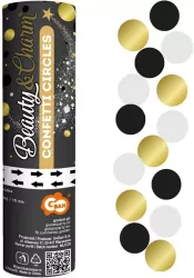 Konfetti pneumatyczne kółka czarne, złote.. 15cm