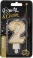 Świeczka urodzinowa. Cyfra 2. Złoty kontur - tantis.pl