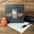 Karnet Halloween kwadrat Nietoperz Boo! - tantis.pl