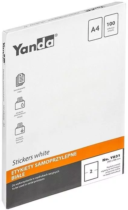 Etykiety samoprzylepne NO.Y031 YANDA - tantis.pl