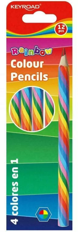 Kredki ołówkowe trójkątne tęczowe 12 sztuk mix kolorów - tantis.pl
