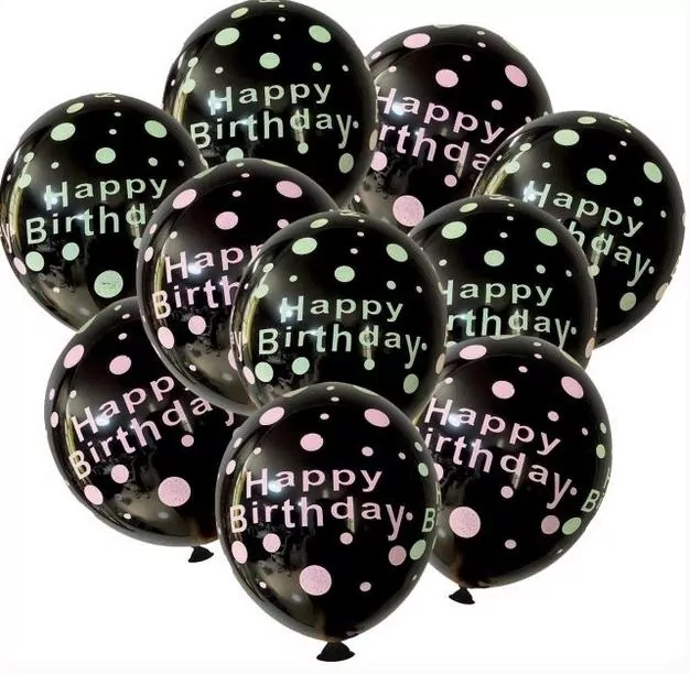 Zestaw balonów Happy Birthday czarne 11el - tantis.pl