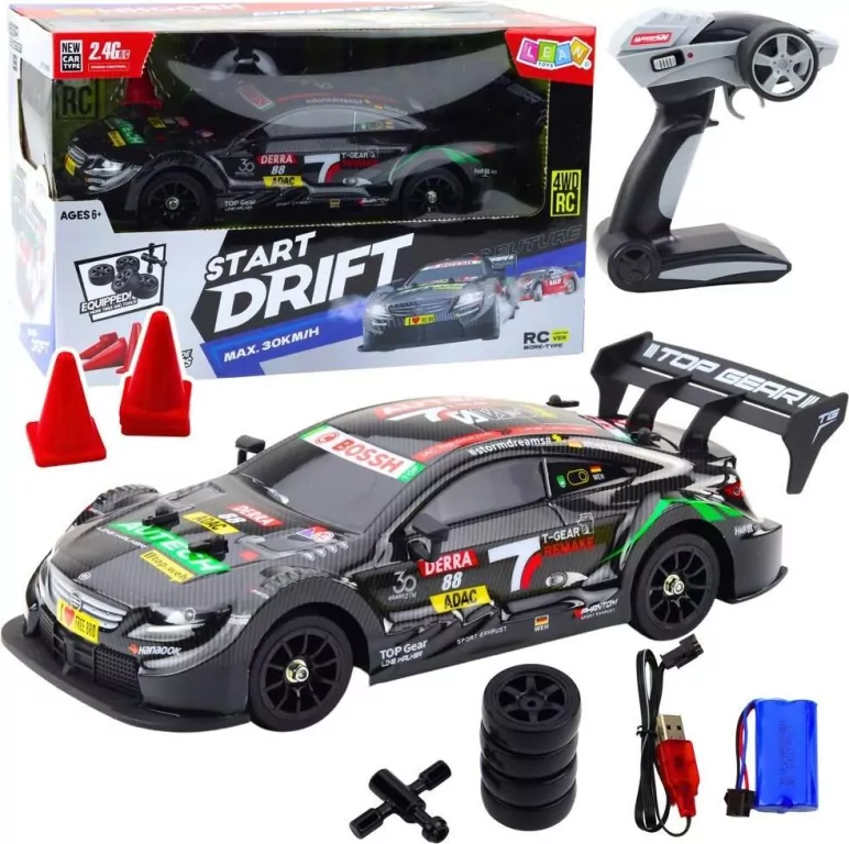 Wyścigówka driftowa R/C czarna 30km/h 1:16 - tantis.pl