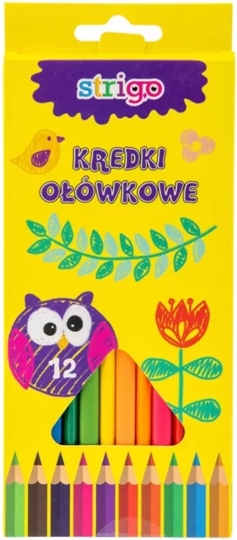 Kredki trójkątne ołówkowe 12 kolorów STRIGO - tantis.pl