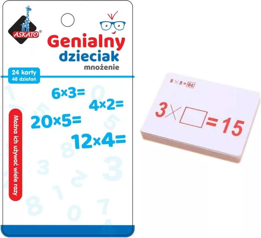 Fiszki matematyczne mnożenie. Genialny dzieciak - tantis.pl