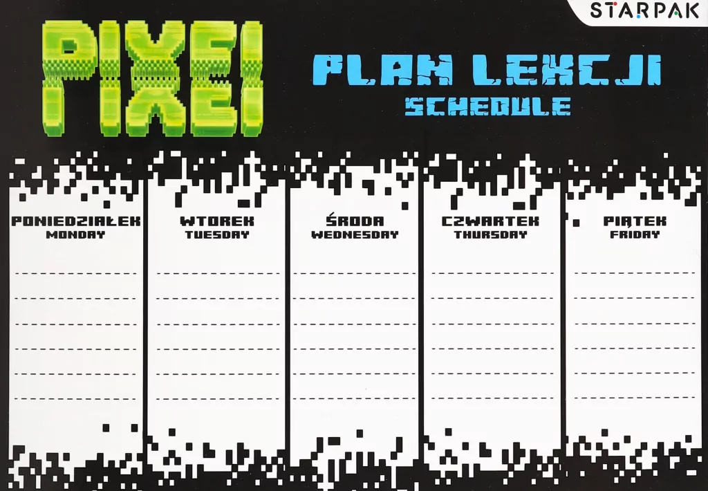 ZEST PLAN LEKCJI 3 NAKLEJKI NA ZESZ PIXEL - tantis.pl