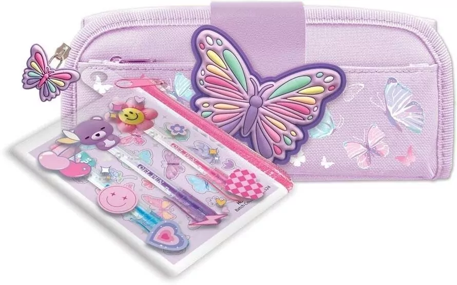 Piórnik + długopisy żelowe Motylek - tantis.pl