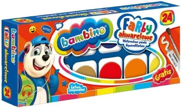 Farby akwarelowe BAMBINO 24 kolory, duża pastylka - tantis.pl