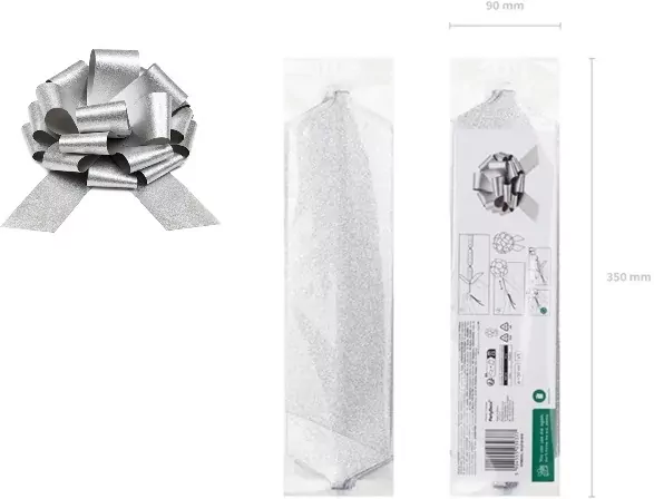 Kokarda dekoracyjna DIY srebrny 30cm - tantis.pl