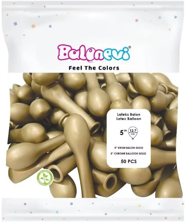 Balony lateksowe Chrome złote 12cm - tantis.pl