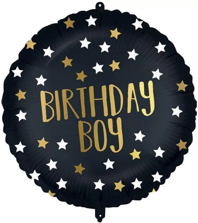 Balon foliowy Black-Gold Birthday Boy 46cm - tantis.pl