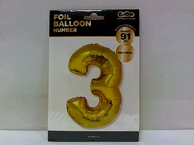 Balon foliowy. "Cyfra 3", złota, 92 cm - tantis.pl