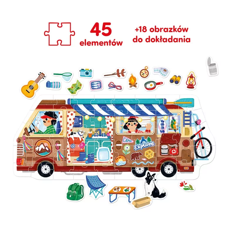 CzuCzu. Kamper. Moto Puzzle. 3+, 4+ - tantis.pl