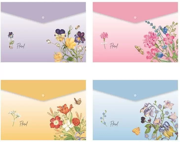 Teczka koperta A4 na zatrzask Floral MIX - tantis.pl