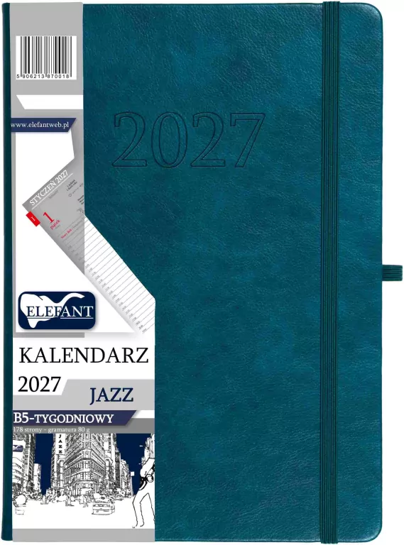 Kalendarz Jazz 2027 B5 tygodniowy szmaragdowy - tantis.pl