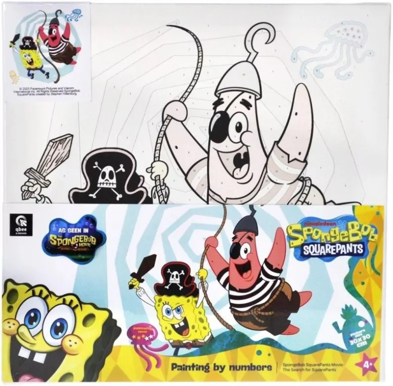 Malowanie po numerach 30x30cm SpongeBob w Kinie - tantis.pl
