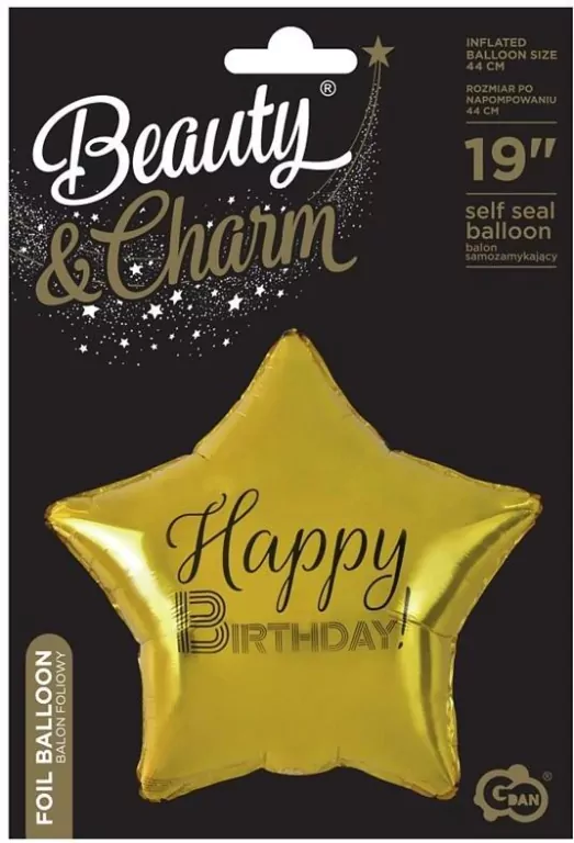 Balon foliowy Happy Birthday gwiazda złota - tantis.pl