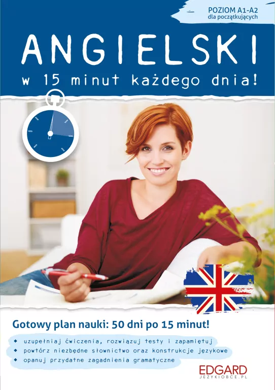 Angielski w 15 minut każdego dnia! Poziom A1-A2 dla początkujących. Gotowy plan nauki 50 dni po 15 minut! Uzupełniaj ćwiczenia, rozwiązuj testy i zapamiętuj. Powtórz niezbędne słownictwo oraz konstrukcje językowe. Opanuj przydatne zagadnienia gramatyczne - tantis.pl