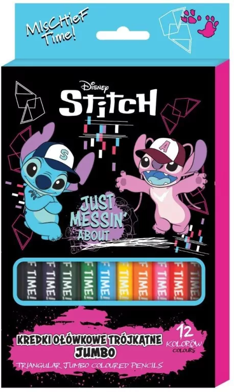 Kredki ołówkowe trójkątne Jumbo Stitch 12 kolorów - tantis.pl