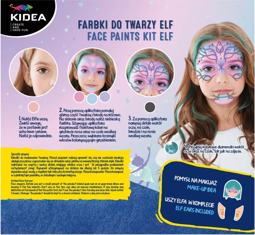 Farbki do twarzy zestaw Elfie uszy KIDEA - tantis.pl