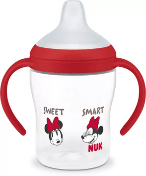 NUK. Butelka z uchwytem. 150 ml. 6 miesięcy. Minnie - tantis.pl