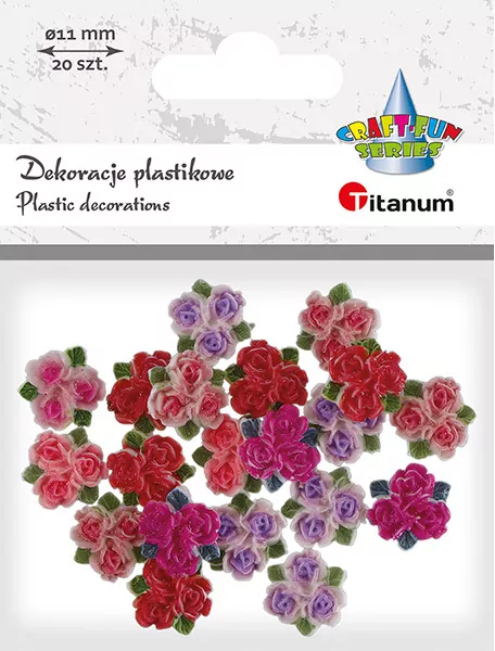 Dekoracje plastikowe róże 11mm 20szt - tantis.pl