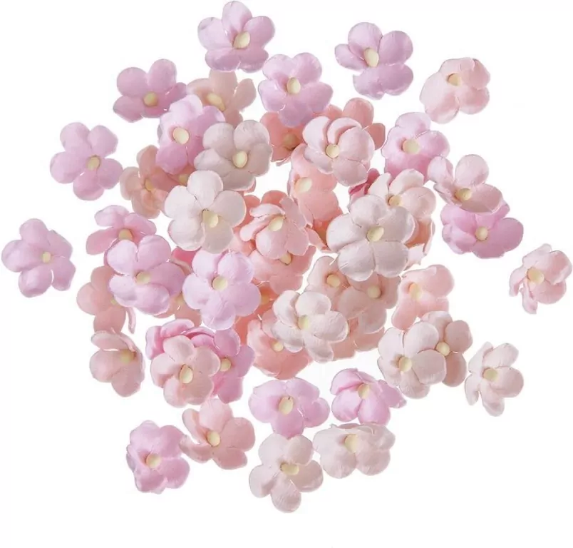 Kwiaty papierowe różowe 2cm 60szt - tantis.pl