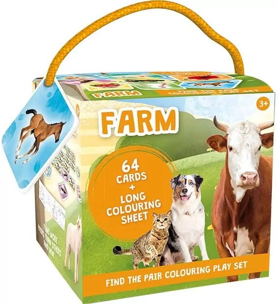 Gra Memory + kolorowanka. Farm. 64 karty - tantis.pl