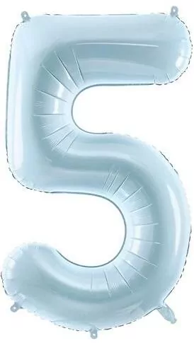 Balon foliowy cyfra 5 72cm jasny niebieski - tantis.pl