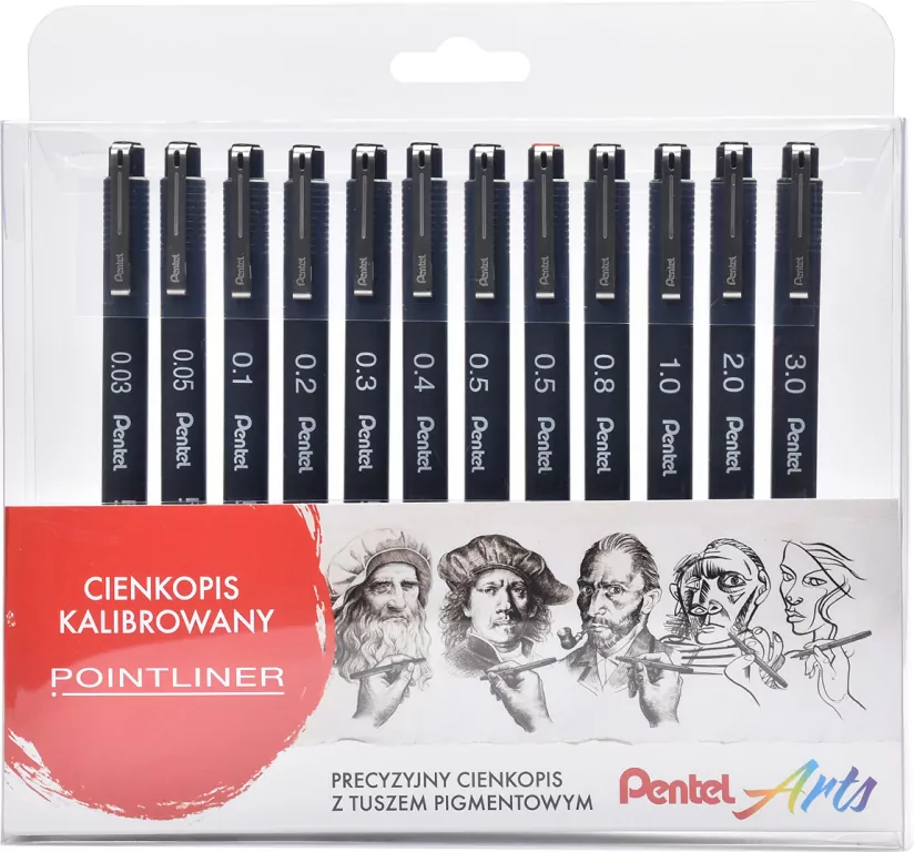 Pentel. Cienkopisy kalibrowane S20P w etui, 12 sztuk - tantis.pl