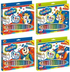 Kredki w oprawie drewnianej z temperówką. 18 kolorów