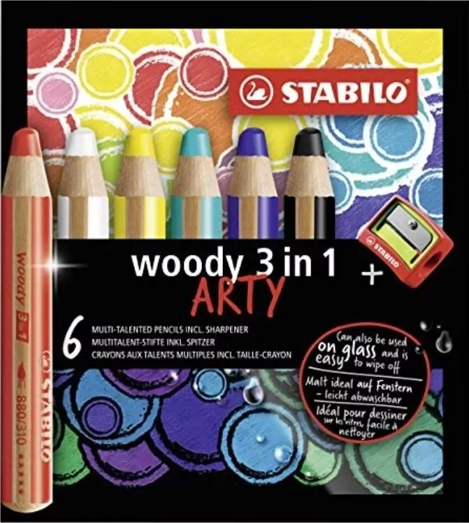 Kredki Woody Arty 3w1. 6 kol + temperówka - tantis.pl