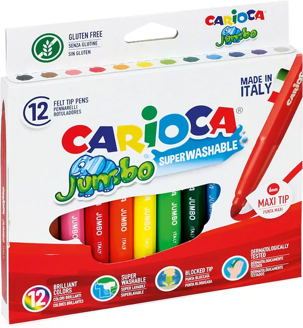 Flamastry Jumbo 12 kolorów bls CARIOCA - tantis.pl