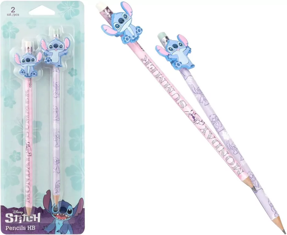 Ołówki z gumową nakładką Disney Fashion Stitch wzór 3 blister 2 szt. - tantis.pl