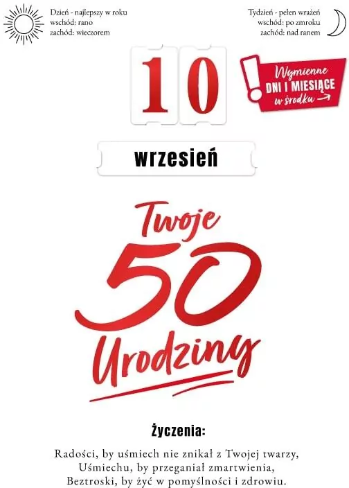 Karnet Urodziny 50 wymienne cyfry - tantis.pl
