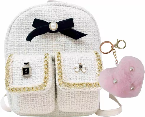 Plecaczek biały z brelokiem