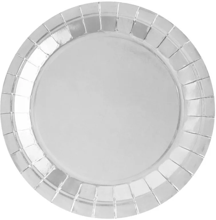 Talerzyki papierowe srebrne 23cm - tantis.pl
