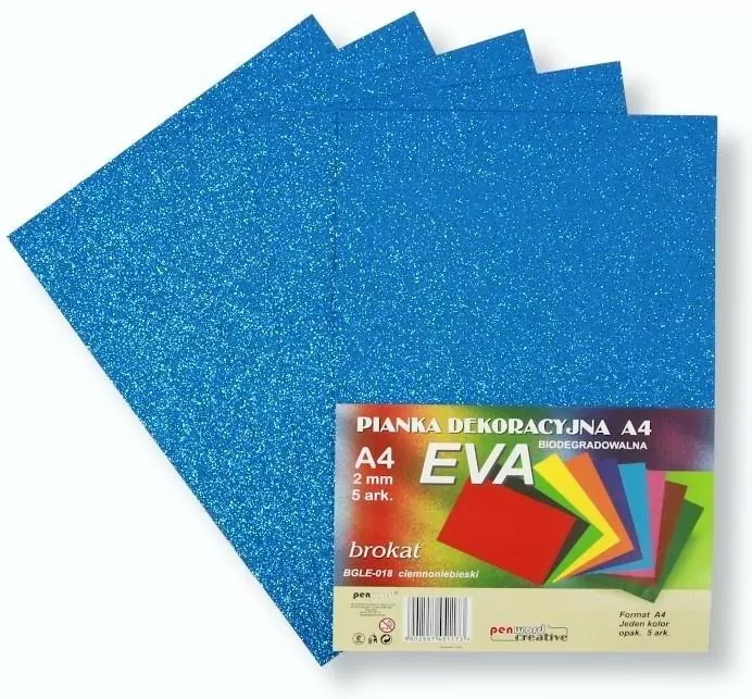 Pianka brokatowa A4 Eva niebieska biodegrad. 5szt - tantis.pl