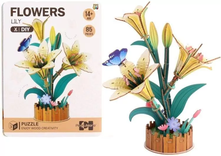 Puzzle 3D drewniane kwiaty lilie - tantis.pl