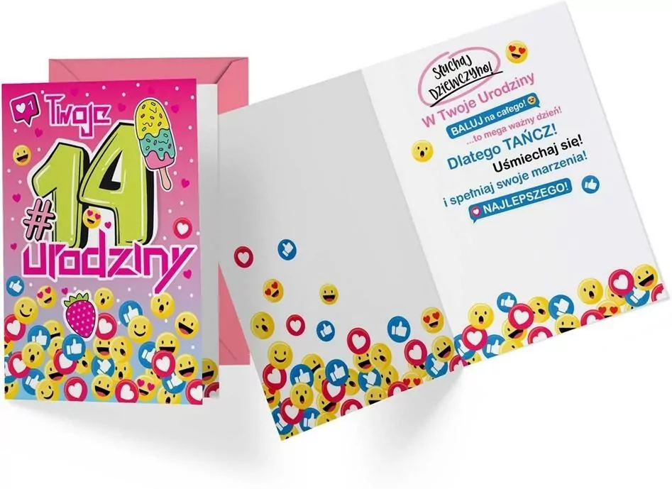Karnet. Urodziny 14 dziewczynka - tantis.pl