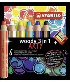 Kredki Woody Arty 3w1. 6 kol + temperówka - tantis.pl