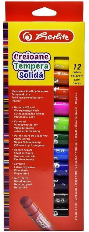 Kredki plakatowe w sztyfcie 12 kolorów - tantis.pl